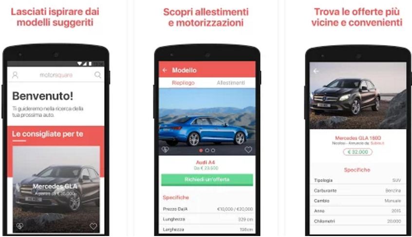 Motorsquare App per scegliere l'auto giusta e risparmiare