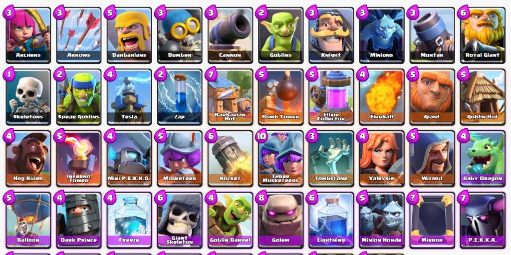 Clash Royale: Tutte le Carte del gioco