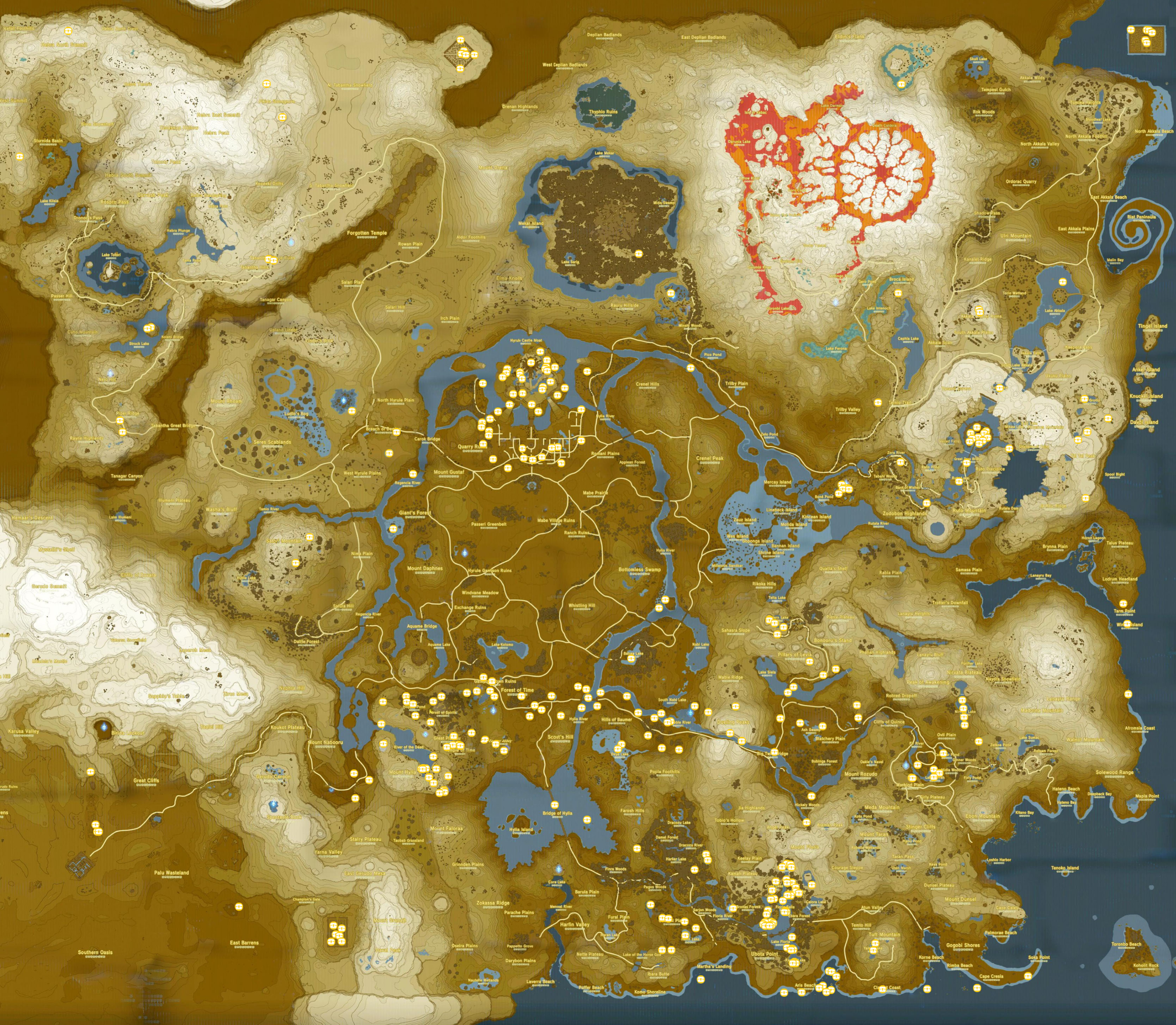 Mappa Dettagliata Con Tutti I Tesori Nascosti Di The Legend Of Zelda Breath Of The Wild ?x17104
