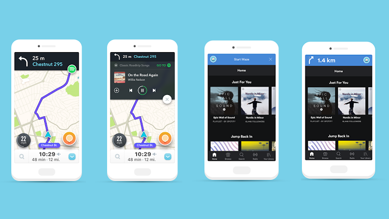 Waze e Spotify: indicazioni stradali e musica insieme