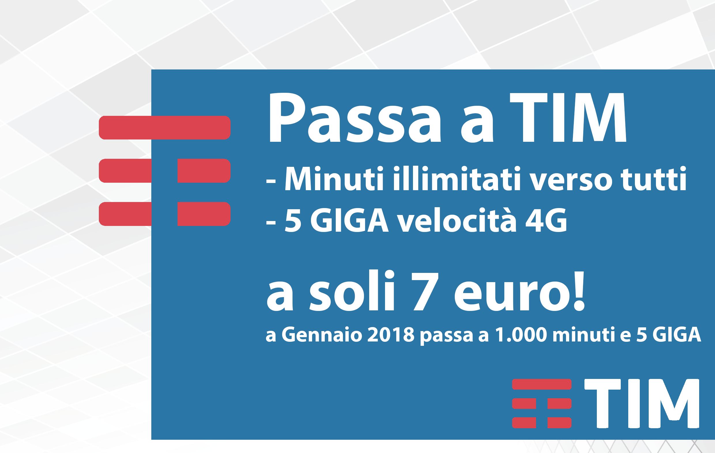 TIM Planet Go: minuti illimitati e 5 Giga a 7 Euro, per utenti 3Italia