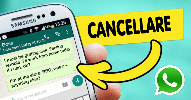 Cancellare messaggi WhatsApp inviati prima che siano letti