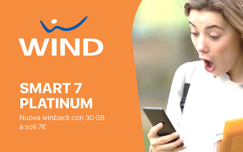 Super Offerta Wind Smart 7 Platinum: 30 Giga e 1000 minuti a 7 euro