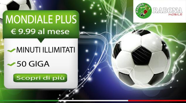 Rabona Mondiale Plus: minuti illimitati e 50 Giga a 10€ al mese