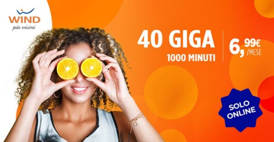 Wind 40 GIGA + 1000 minuti a 6,99€/mese, un offerta a tempo limitato!