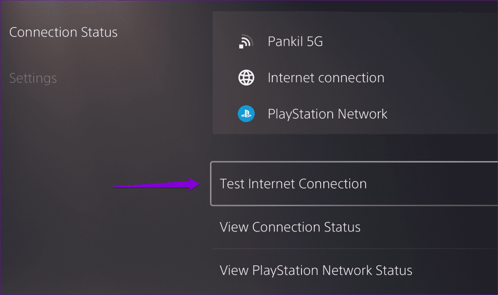 Testa Connessione Internet su PS5