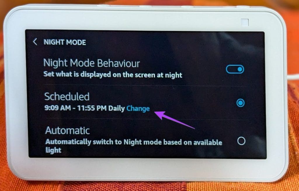 Echo Show attivare modalità notte