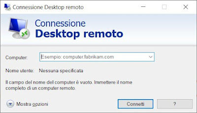 Connessione desktop remoto