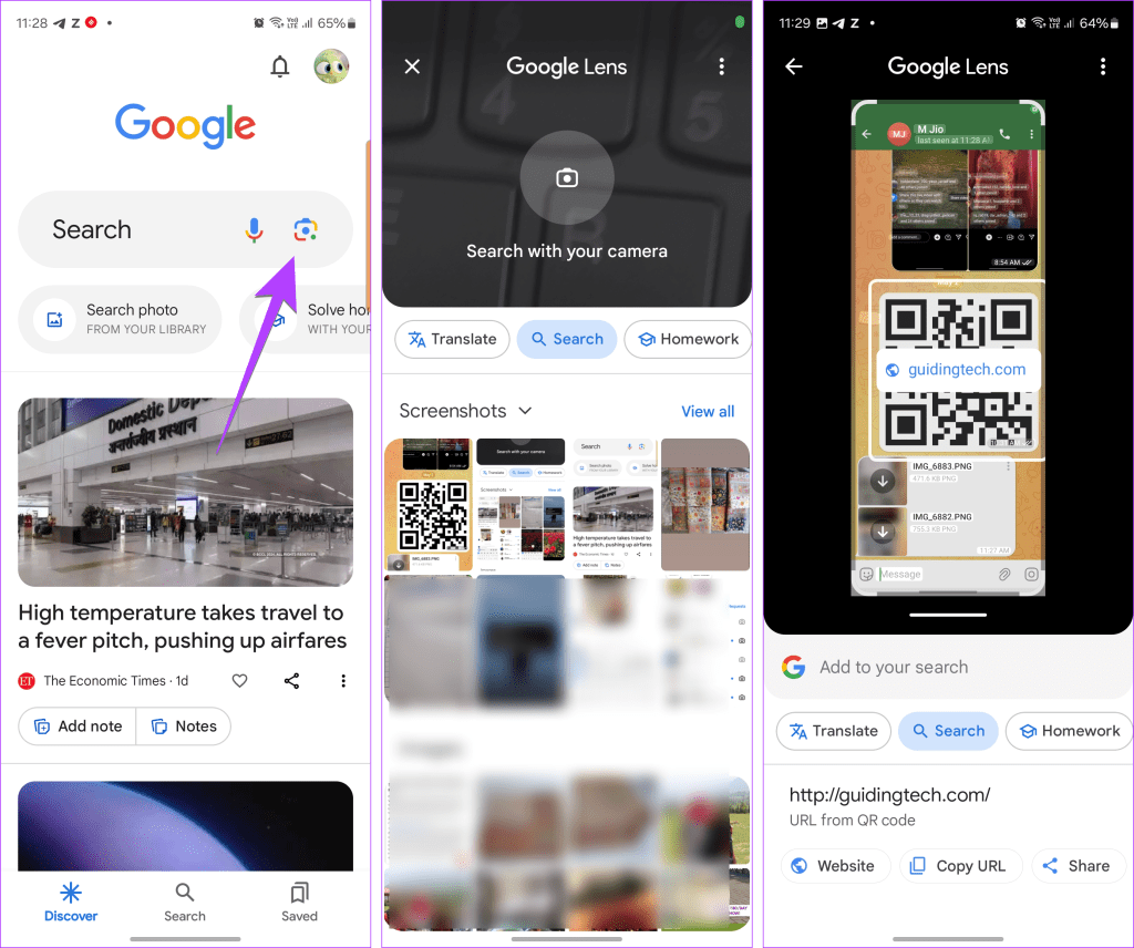 Scansiona QR Code dall'immagine nell'app Google