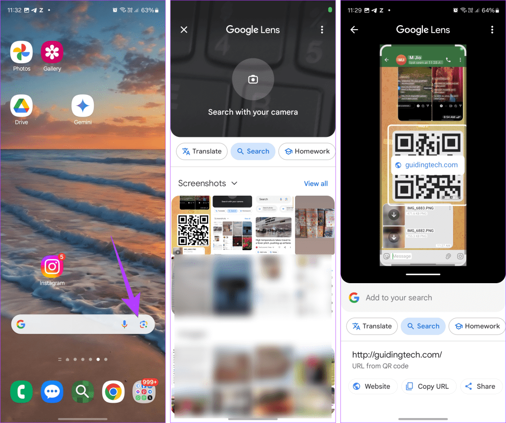 Scansiona QR Code dall'immagine nel widget di Google