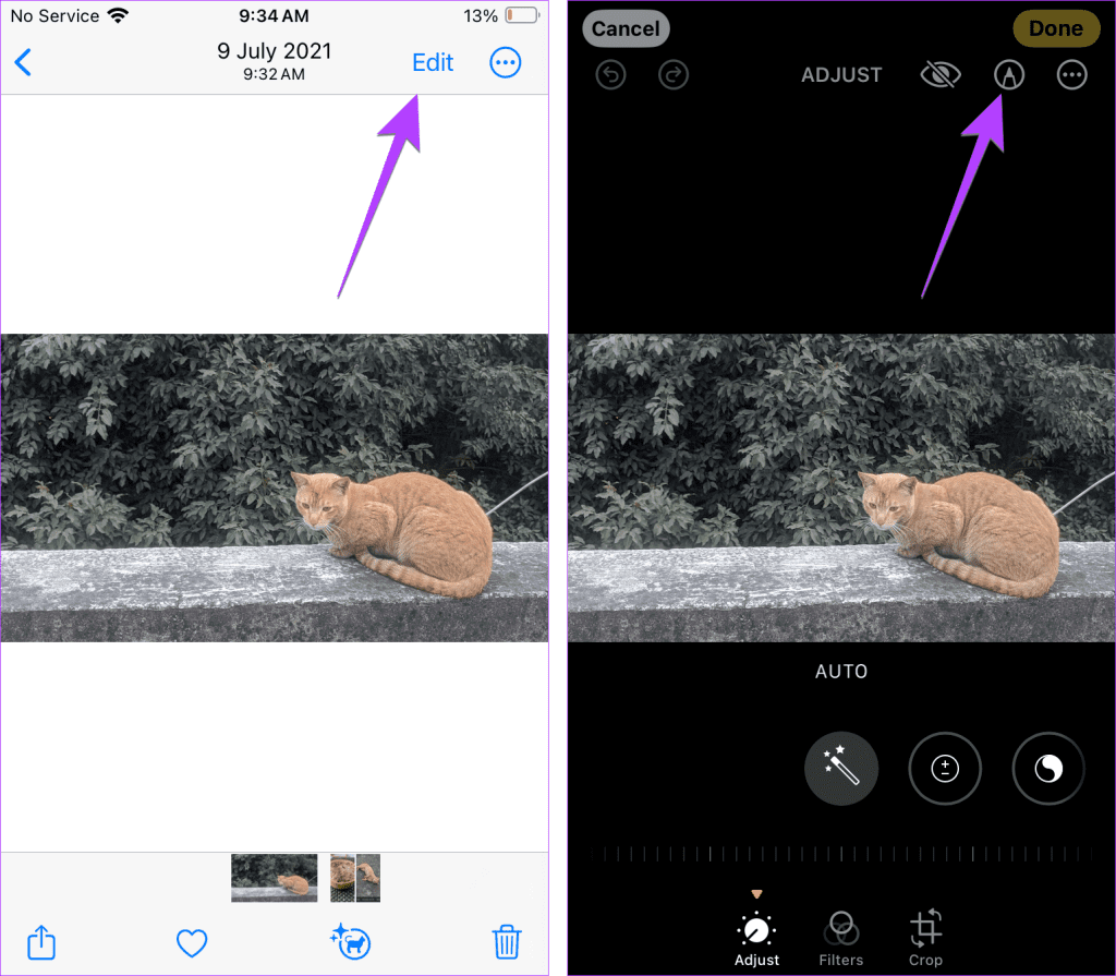 iPhone modifica foto e utilizza editor markup