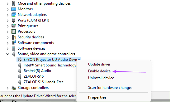 Abilitare il dispositivo audio