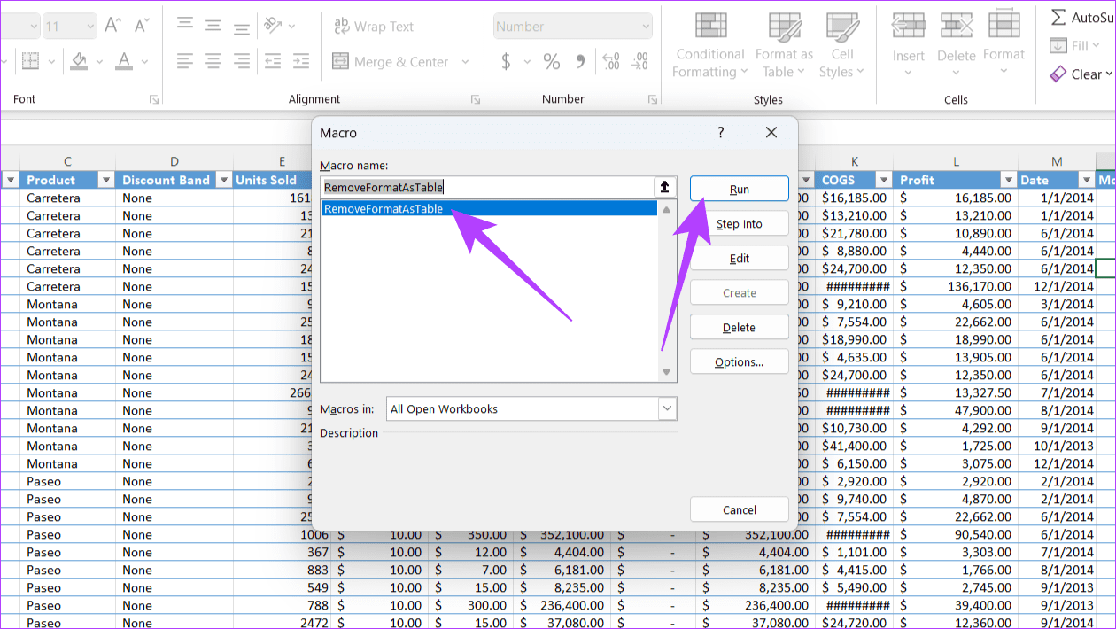 Eseguire il codice VBA