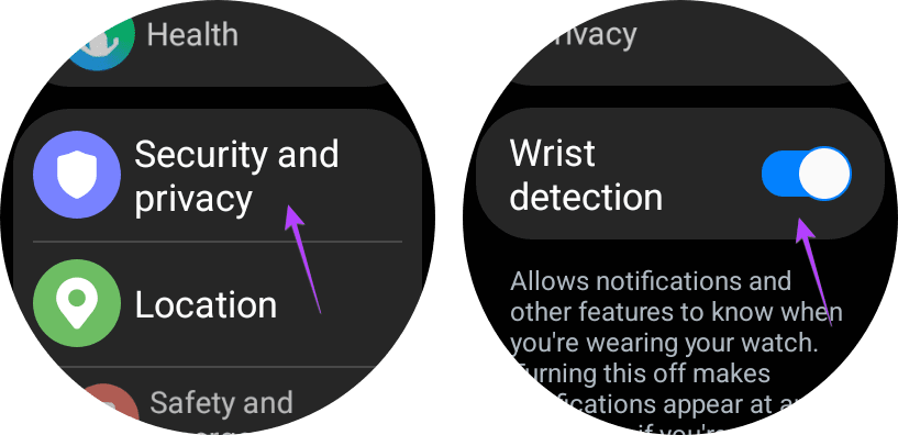 Rilevamento del polso Galaxy Watch