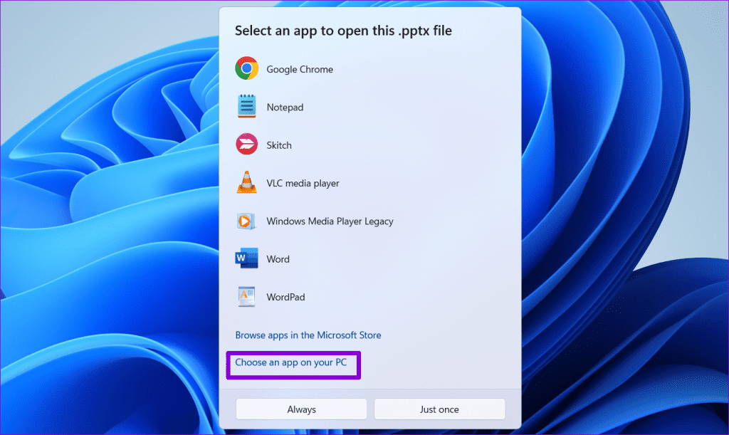 Aggiungi Programma dalla Lista Apri Con su Windows