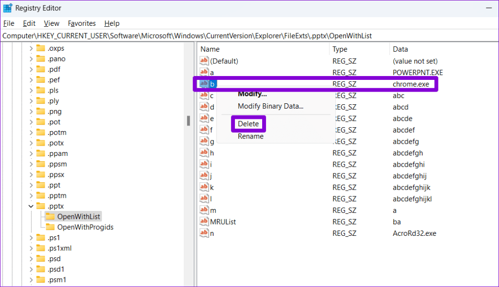 Rimuovi Programma dal Menu Apri Con su Windows