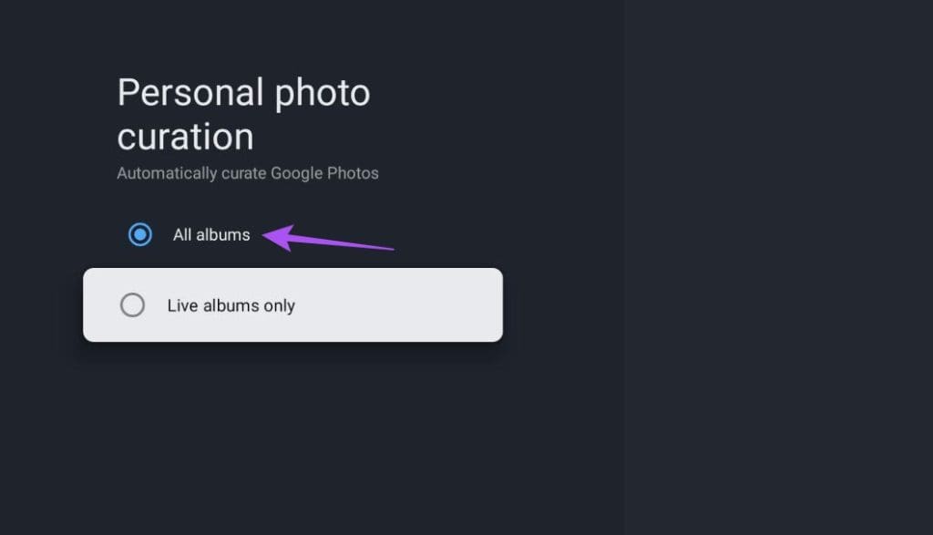 tutti gli album curazione foto personale modalità ambiente google tv