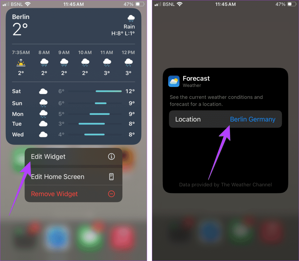 cambiare posizione del widget meteo iPhone