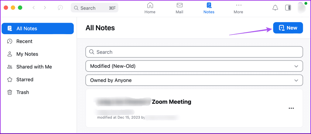 nuova nota app zoom desktop