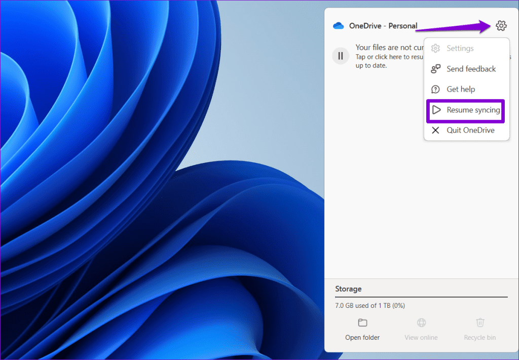 Riprendere la sincronizzazione di OneDrive su Windows