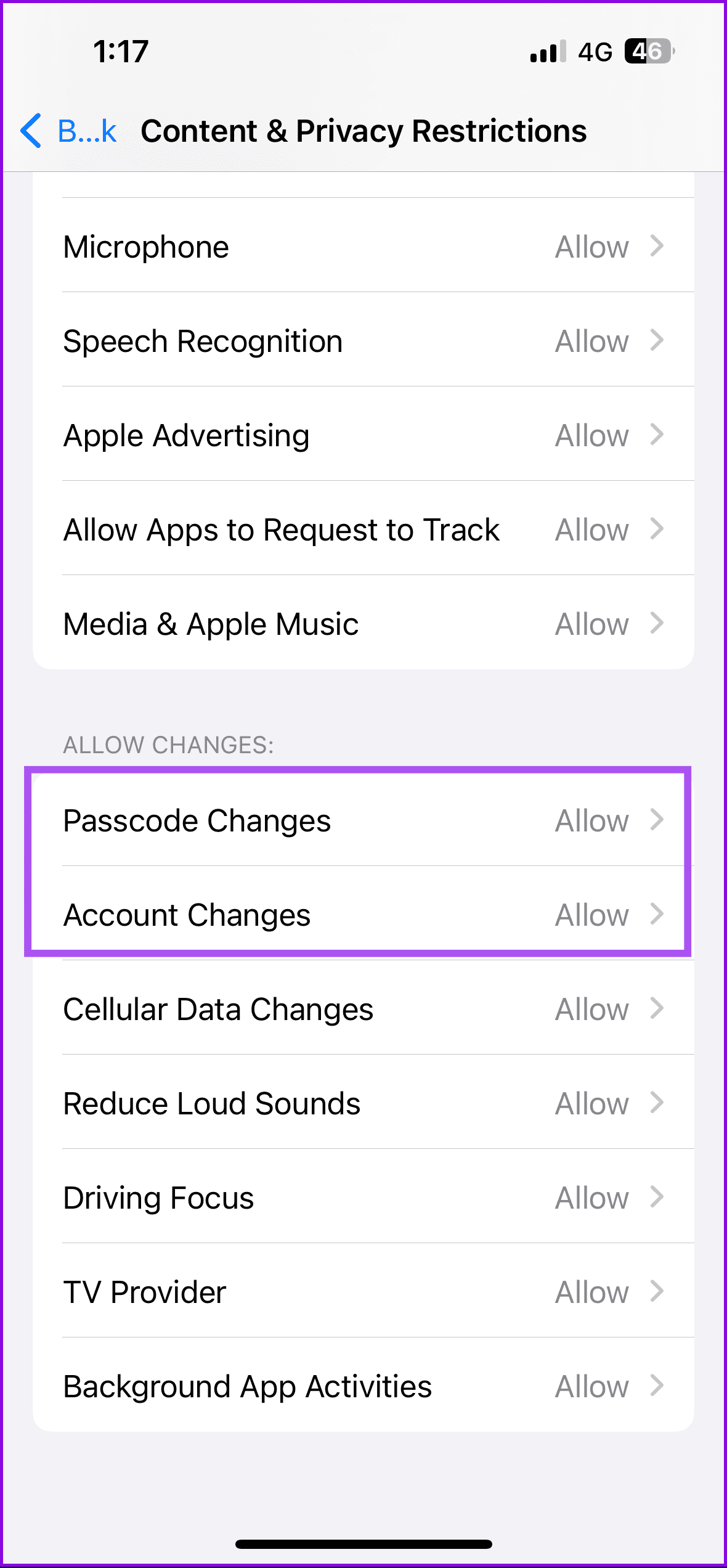 modifiche codice di accesso e account iphone