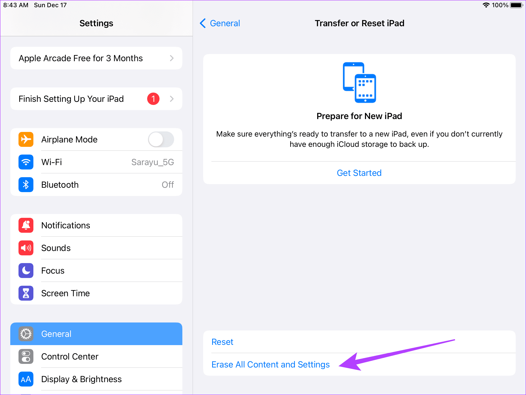 Tap on Reset All Content and Settings