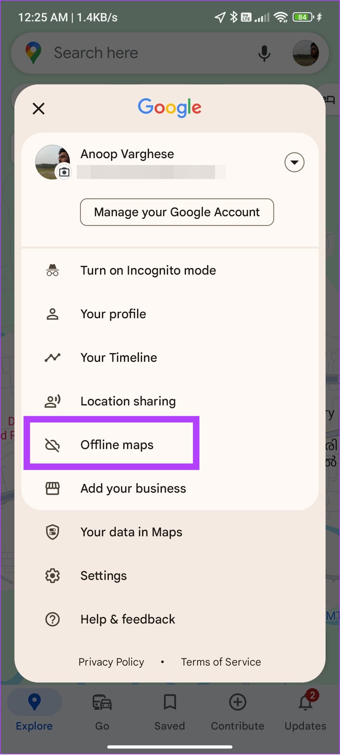 offline maps in Google maps