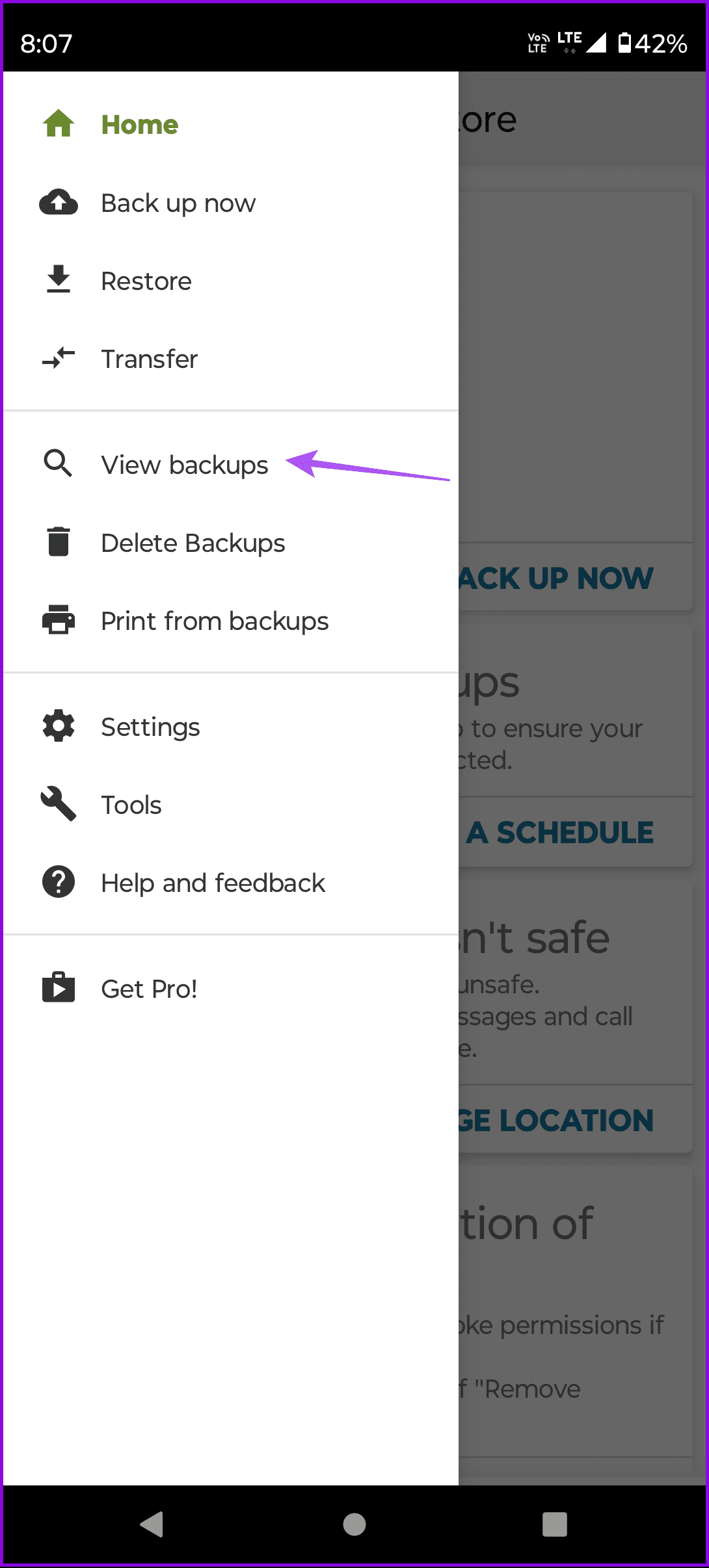 vedi backup app SMS backup Android