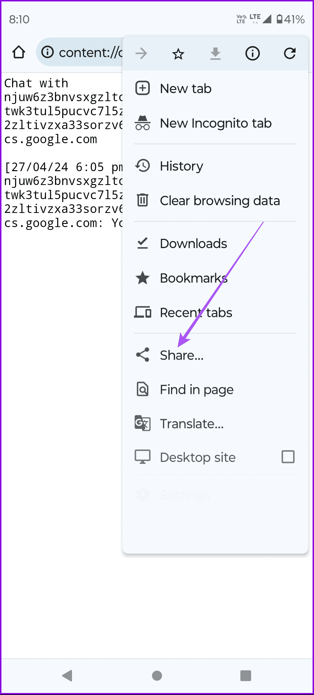 condividi file TXT Textra Android