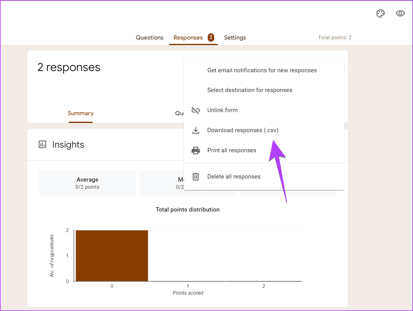 Download delle risposte di Google Form