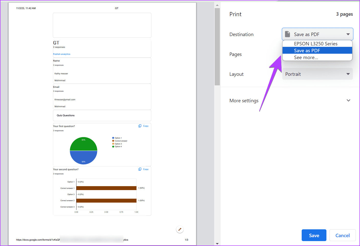 PDF delle risposte di Google Form