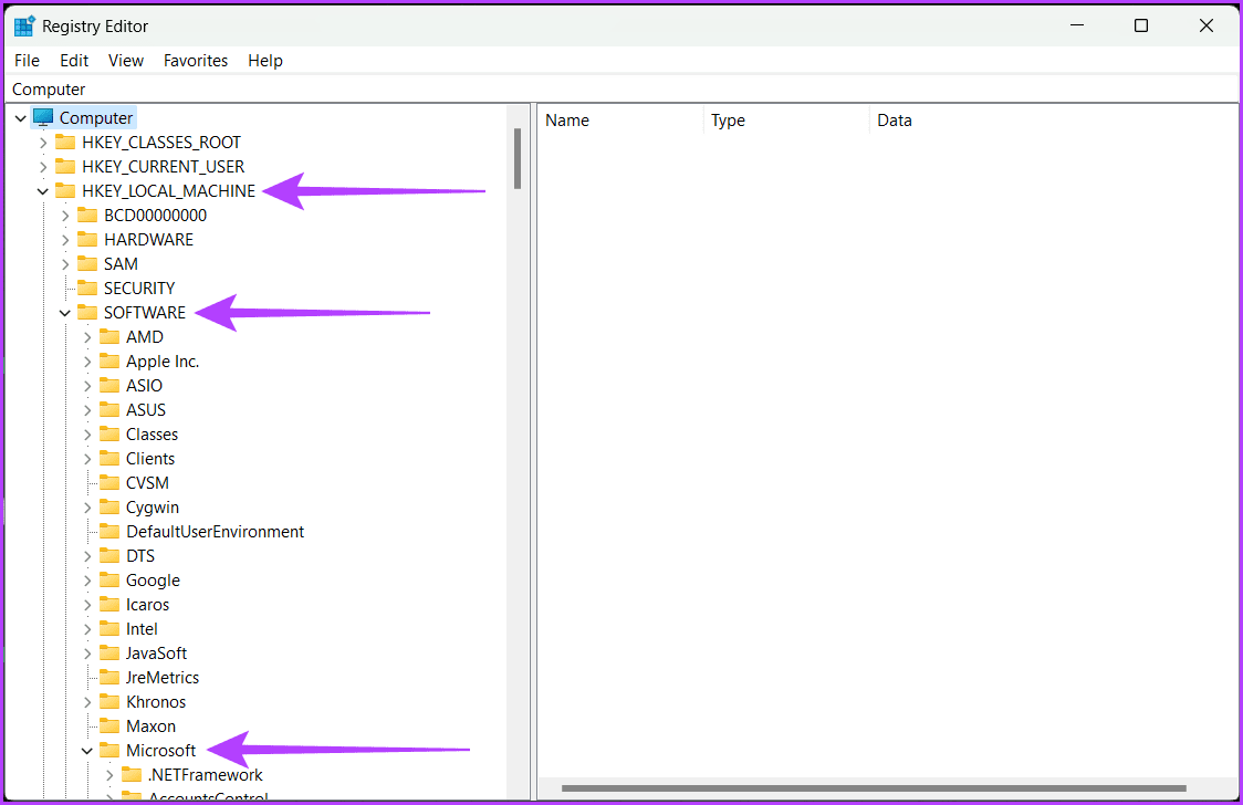 Percorso nel Registro di Sistema