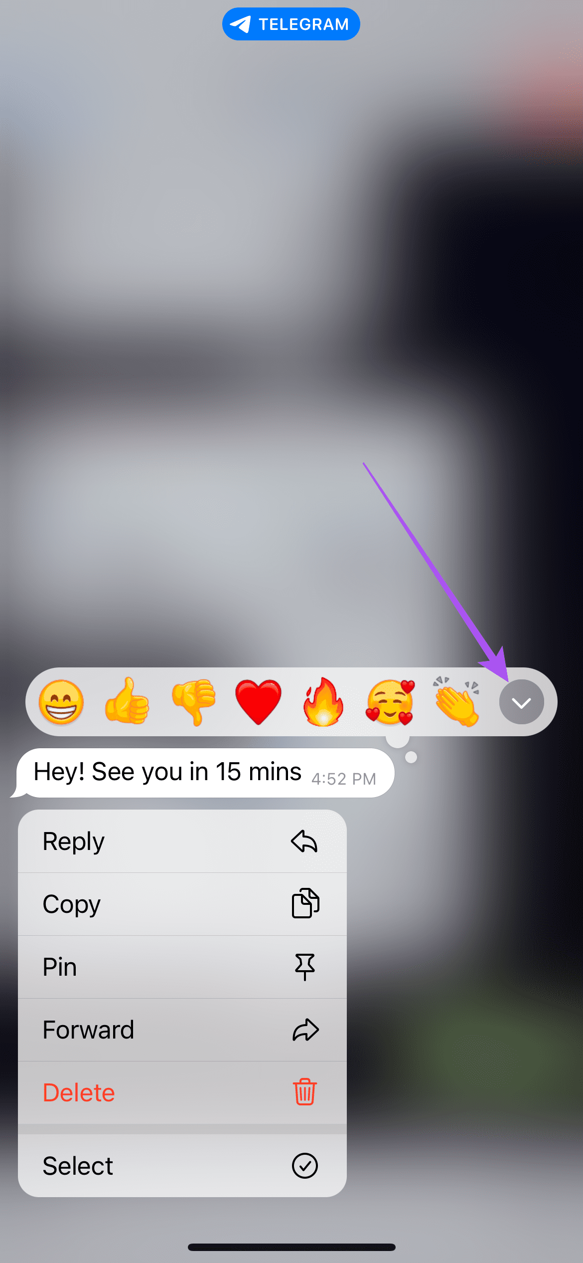 più emoji di reazione nell'app Telegram mobile