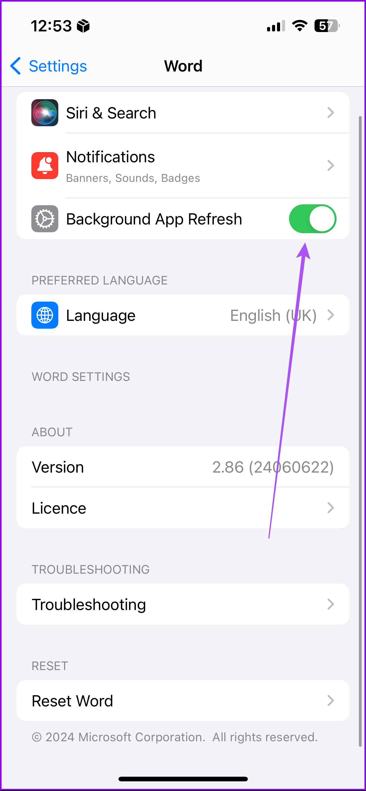 background app refresh word app iphone