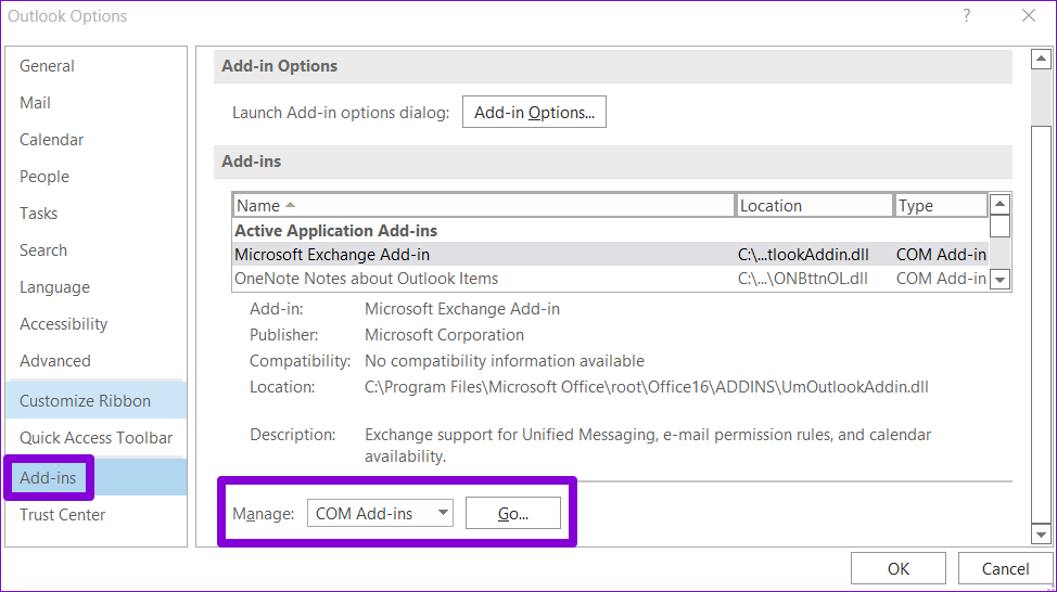 Componenti aggiuntivi di Outlook