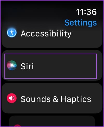 Siri nelle Impostazioni di Apple Watch