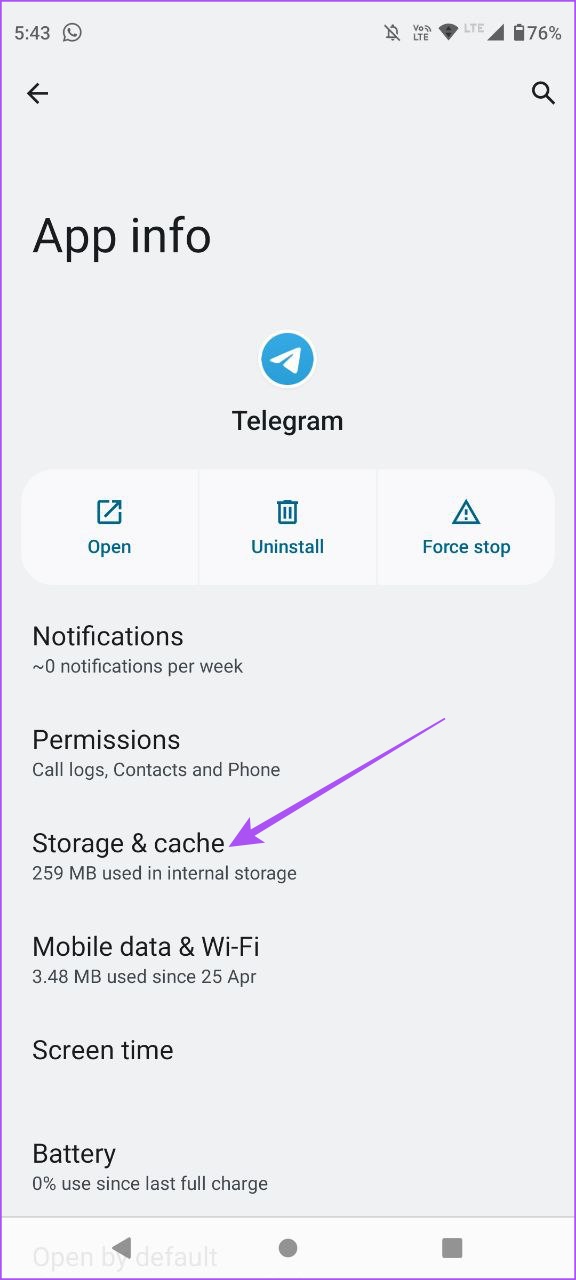 informazioni archiviazione e cache telegram