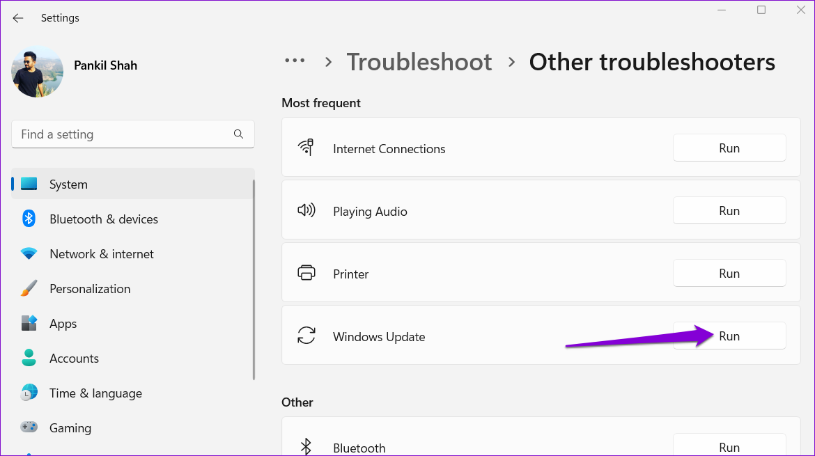 Esegui il Risolutore di Problemi di Windows Update