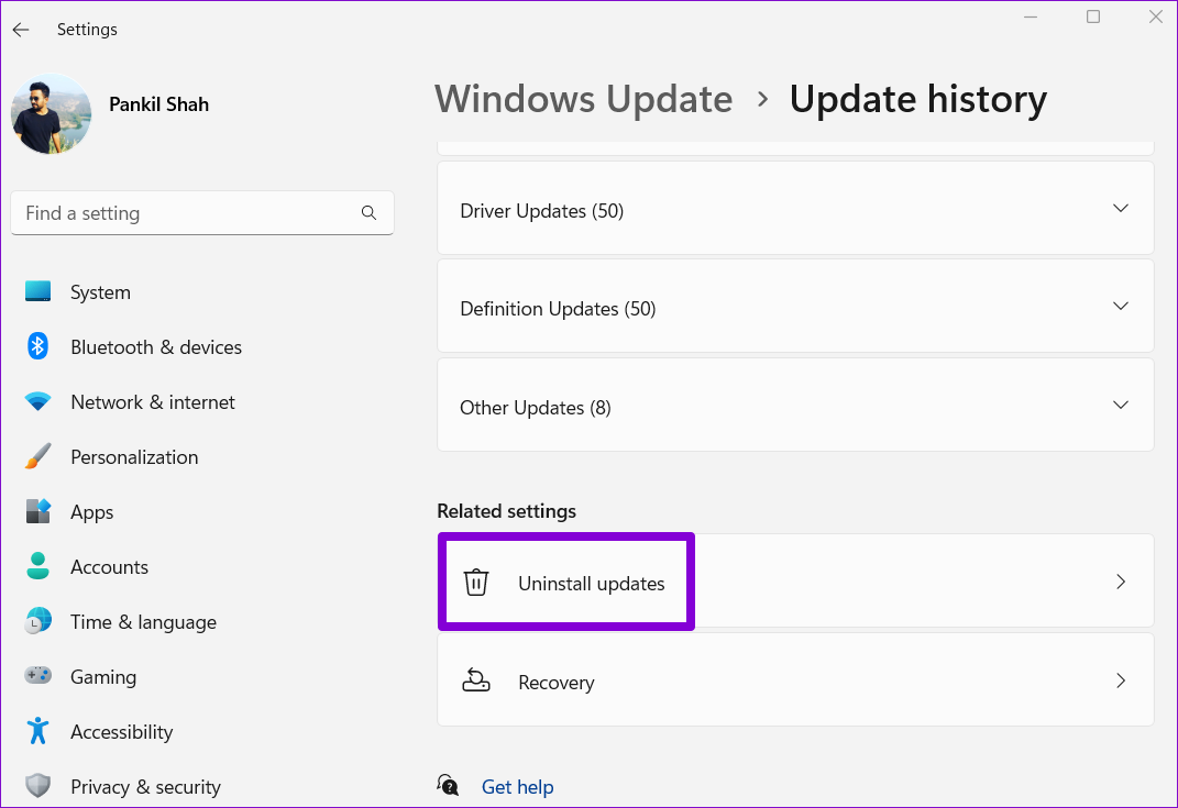 Disinstallare Aggiornamenti su Windows 11