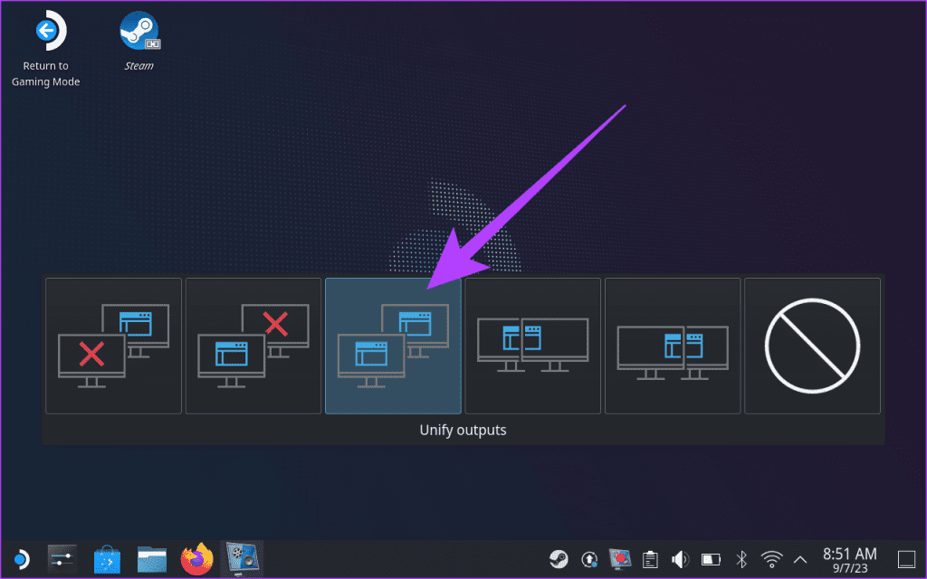 Collegare la console e selezionare l'opzione di output del display