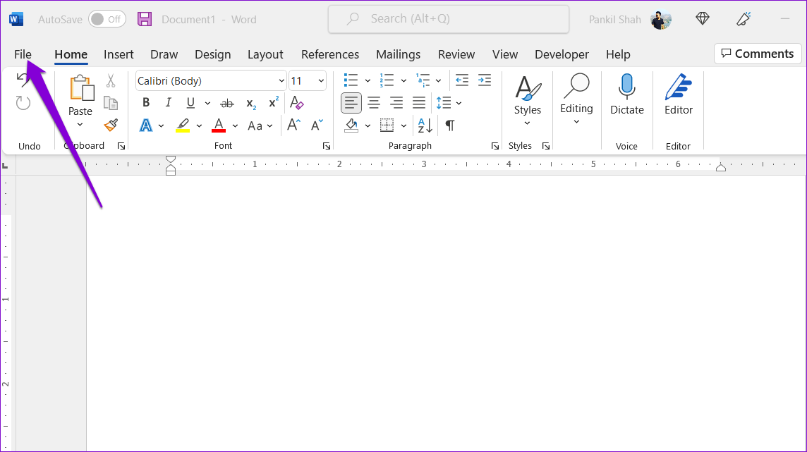 Menu File di Word