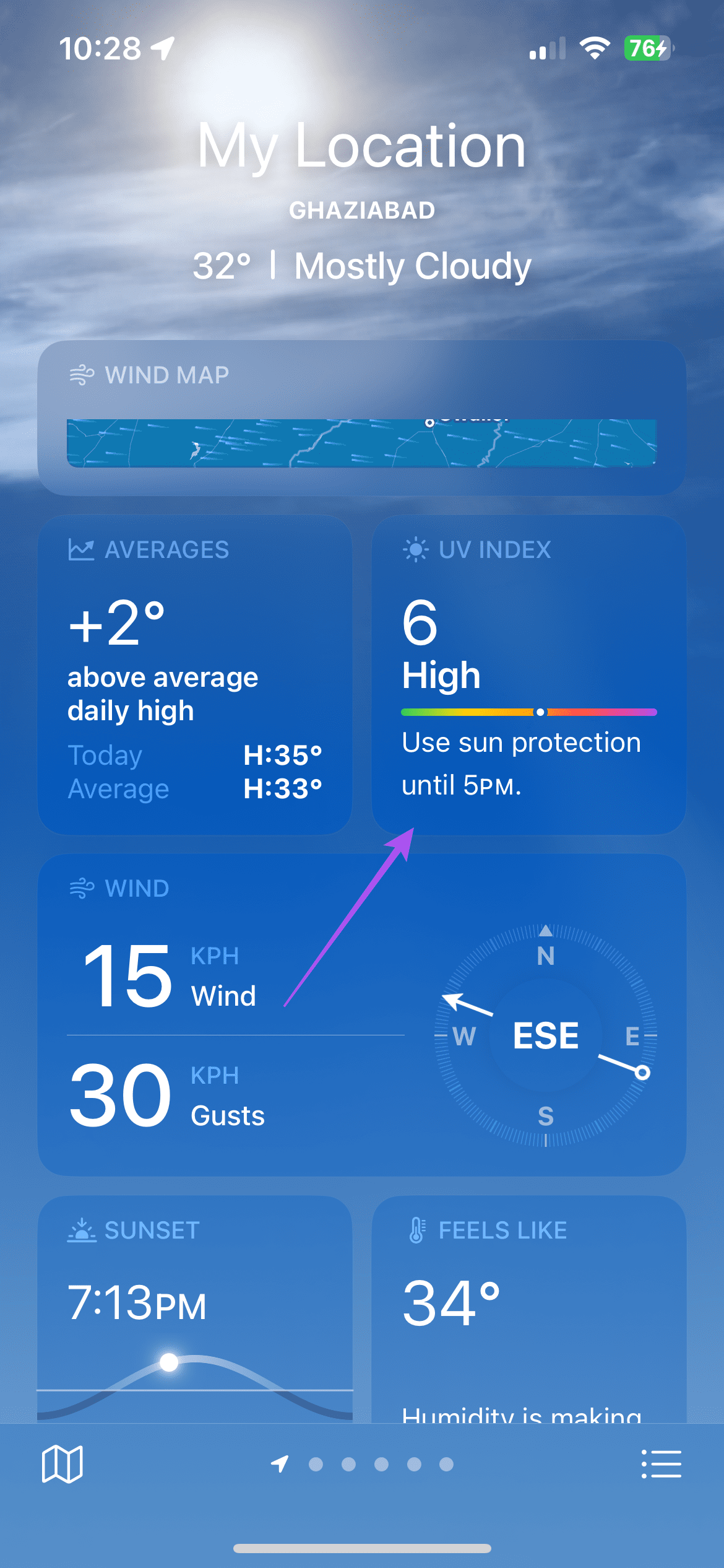 Indice UV App Meteo iPhone