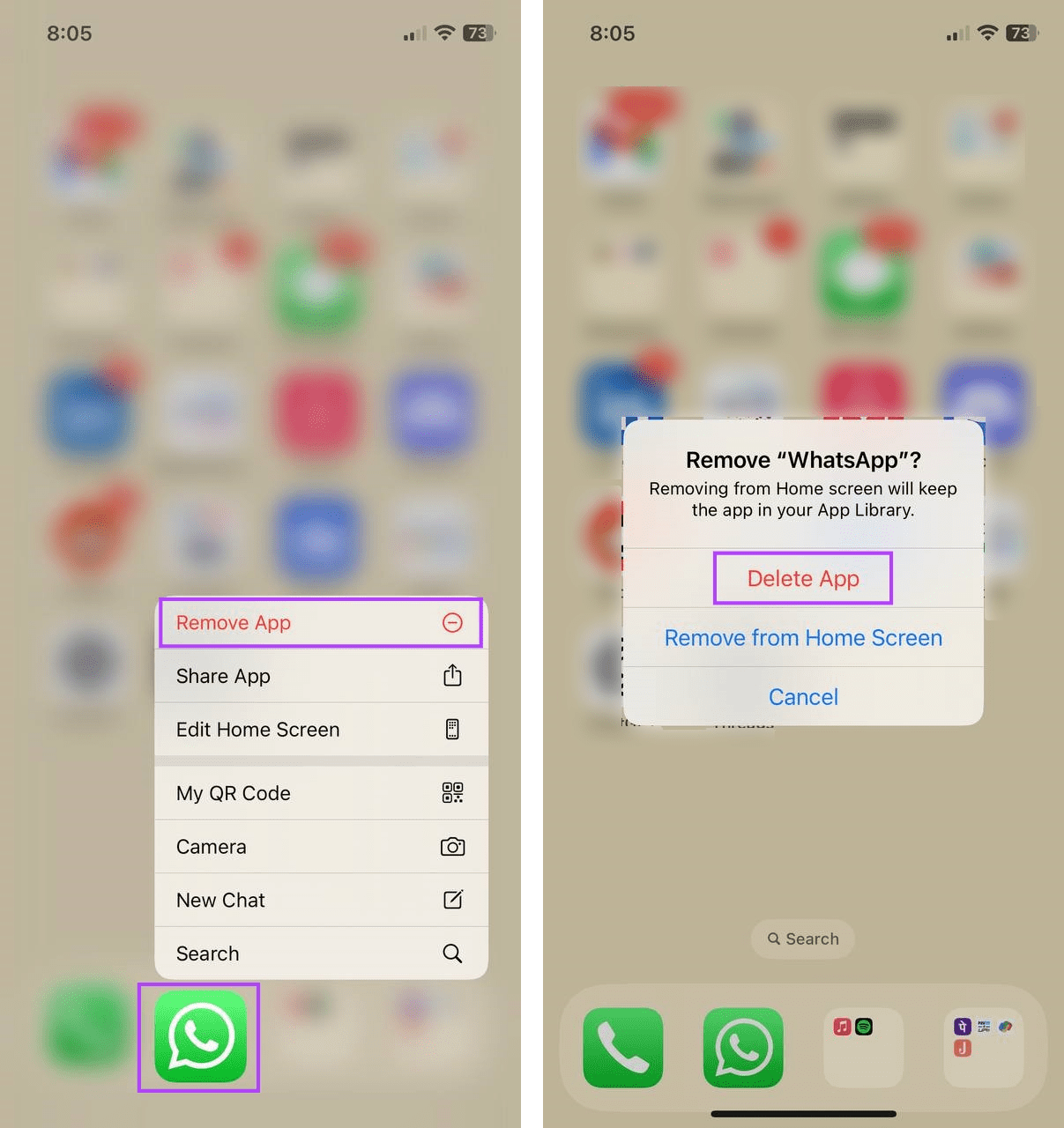 Disinstalla WhatsApp su iPhone