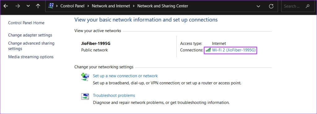 Scheda Connessione nel Pannello di Controllo