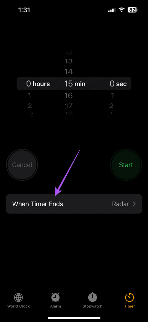 when timer ends clock app iphone 1