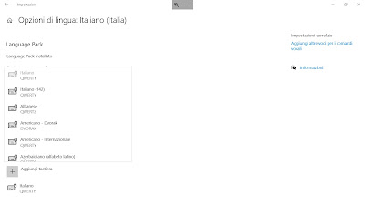 Opzioni Lingua Windows 10