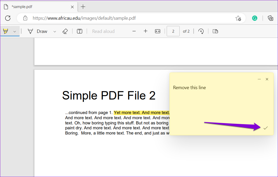 Aggiungere un Commento a PDF in Edge