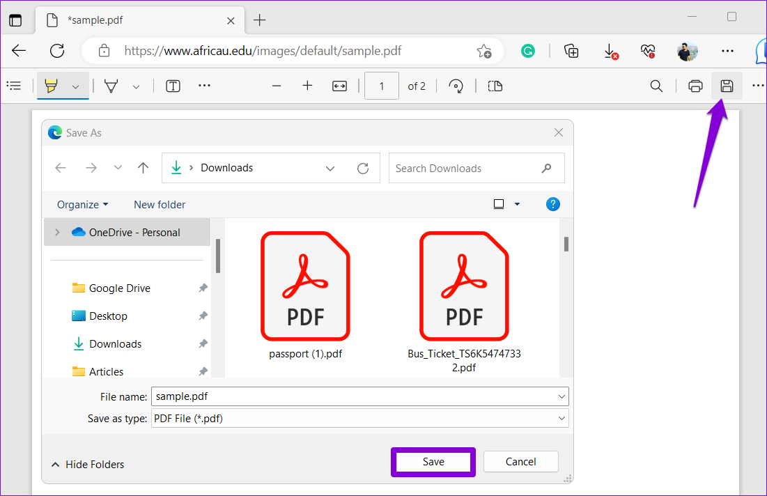 Salvare PDF Modificato Utilizzando l'Editor PDF Integrato di Microsoft Edge