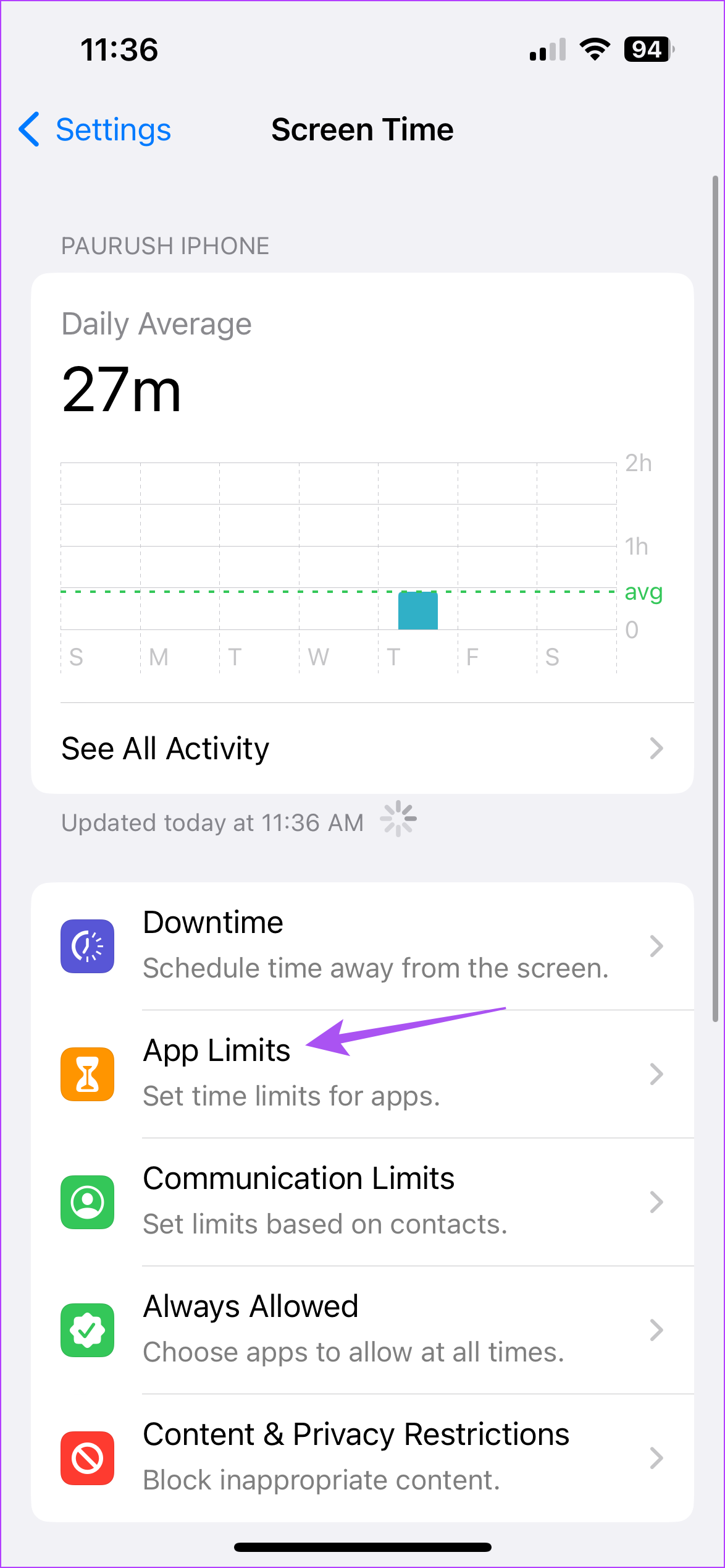 app limits screen time iphone